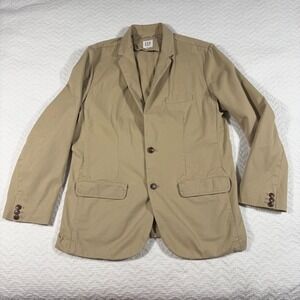 GAP Men's Khaki‎ Twill Blazer Jacket Iconic Khaki Size Large (Chest 44")